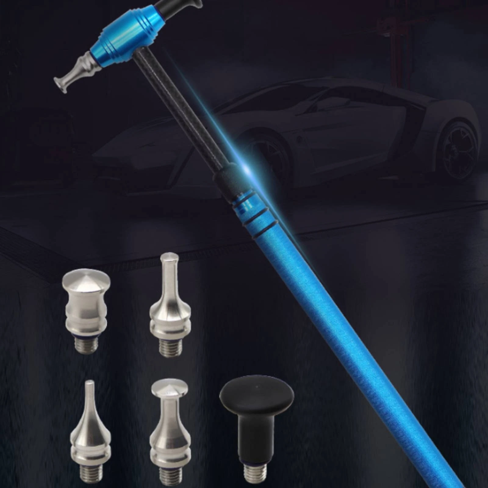 Hammer with Tips Telescopic Car Dent Removal Repair Hammer Body Sheet Metal Striking Tool Ergonomic Scratch-Resistant