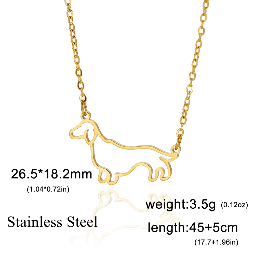 Lucktune Dachshund Dog Pendant Necklace for Women Stainless Steel Cute Pet Animal Chain Necklace Fashion Jewelry Birthday Gift