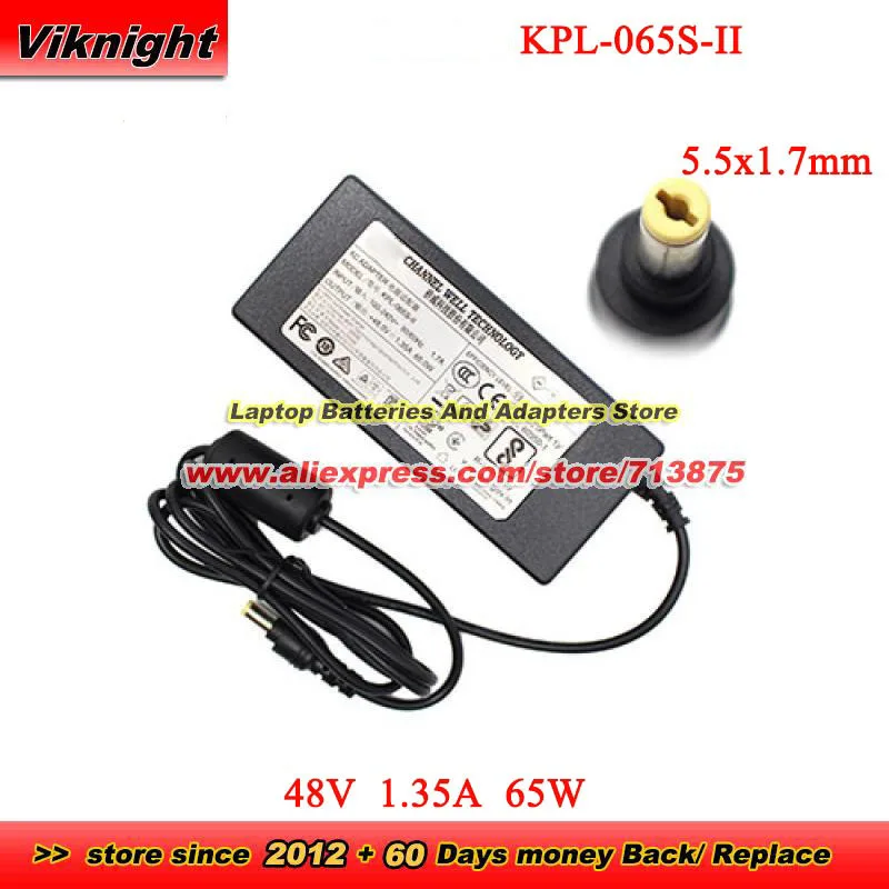 KPL-065S-II AC Adapter 48V 1.35A 65W 5.5x1.7mm for Hikvision video recorder DS-7604NI-K1/4P(B) DS-7604NI-Q1/4P
