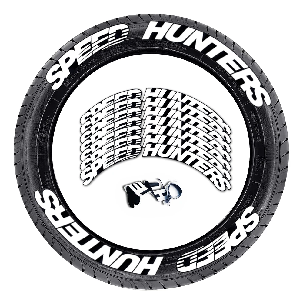 SPEED HUNTERS Tire Sticker Car And Motorcycle Tire Modified Letter Stickers Automotive Interior Supplies for BMW Benz Audi VW