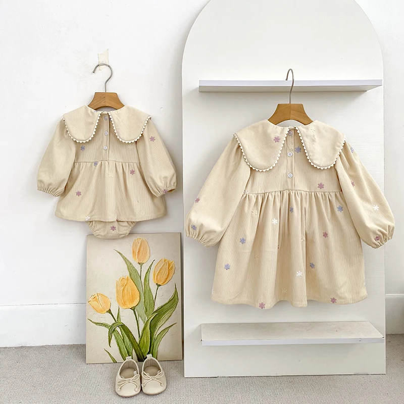 2026 Baby-Mädchen-Stramplerkleid Frühling Herbst Langarm Bunte Blumenstickerei Gestreifter Säuglings-Body Neugeborenes Mädchen 0-24M – Detail 18
