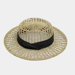 Vintage beach hat for women Sea grass handmade woven straw hat French sun hat summer Holiday sombrero beach hat  panama hat men