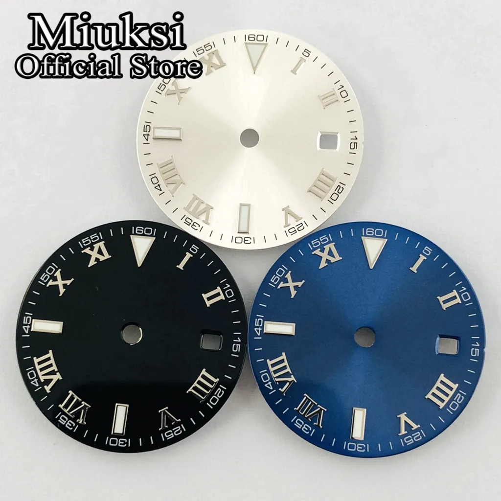 Miuksi 29.2mm silver/blue/black sterile watch dial fit NH35 ETA2824 2836 Miyota 8205 8215 821A Mingzhu DG2813 3804 movement