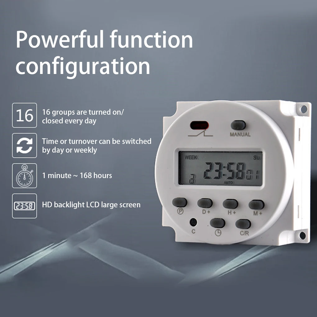 Time Switch Digital Weekly Programmable Advertising Box Street Lamp Timer Relay Replacement Rechargeable Watering 220V