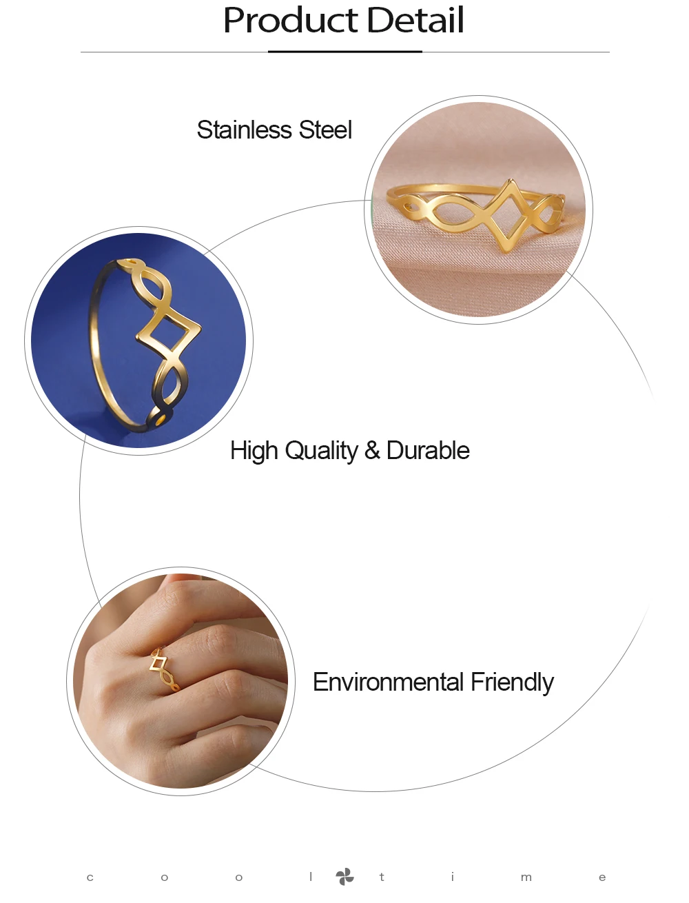 COOLTIME Celtics Knot Ringe Edelstahl Elfish Ring Amulett Schmuck Geburtstag Jahrestag Geschenk Neu in – Detail 5