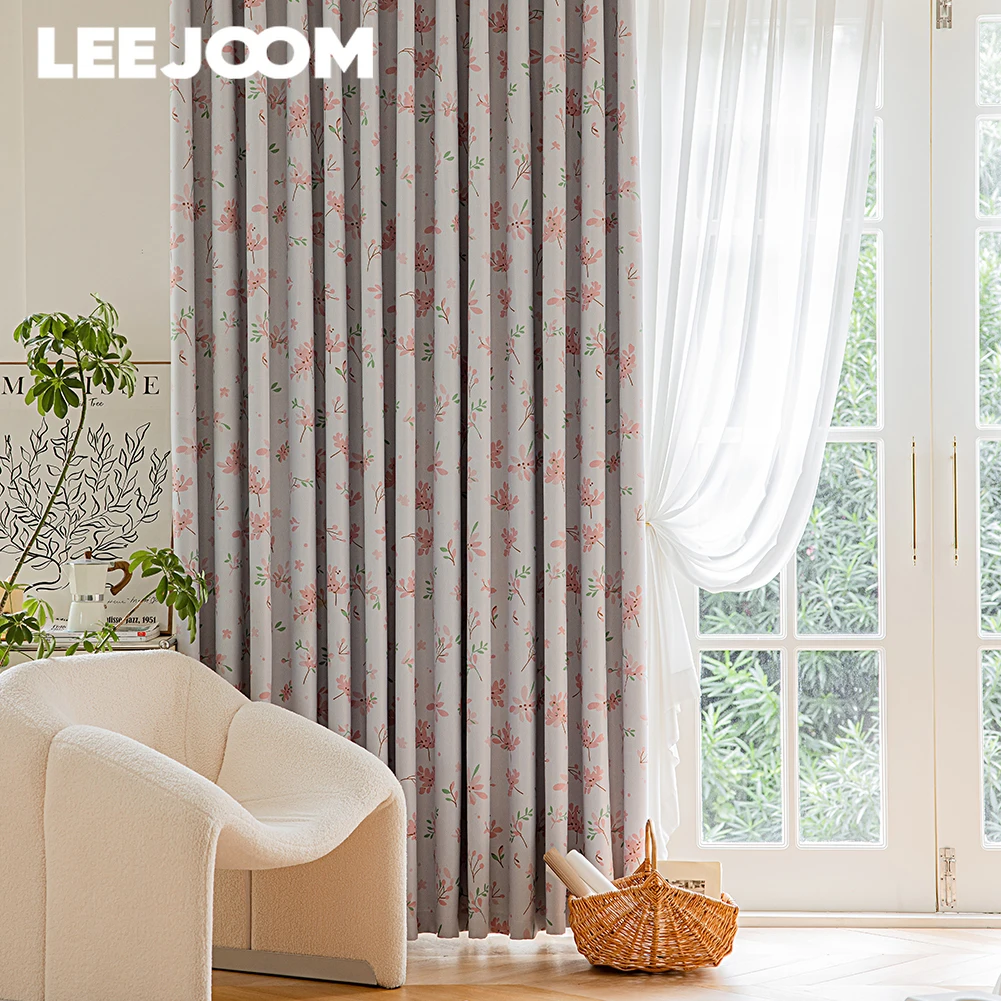 LEEJOOM Modern Style Flower Floral Printed Curtain Window Shading Blinds Drapes Ready Made Curtain for Home Decor  1PC