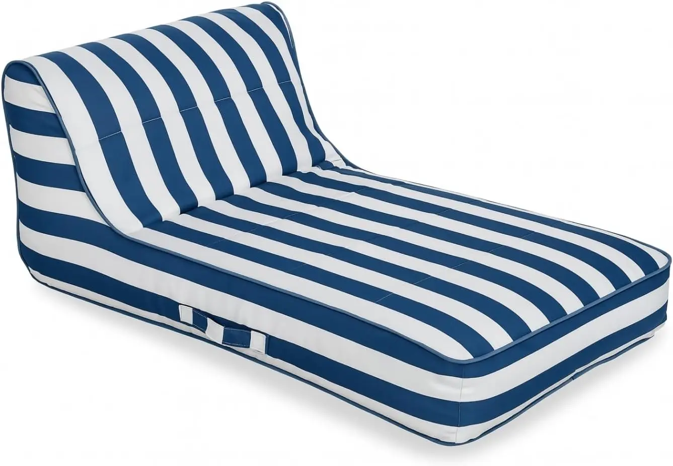 Blue Striped XL Large Upholstered Reclining Pool Float Lounger and Tanning Chair