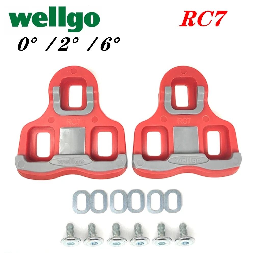 Wellgo Bicycle Pedals Cleats RC7 SH11 Black Red Road Bike Shoes Cleats Locking Plate Splint Compatible with Lookeo Original