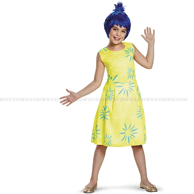 Inside 2 Anime Joy Cospaly Fear Anger Disgust Sadness Dress Adults Kids Joy Birthday Costume Wig Outfit Clothes Halloween Suit