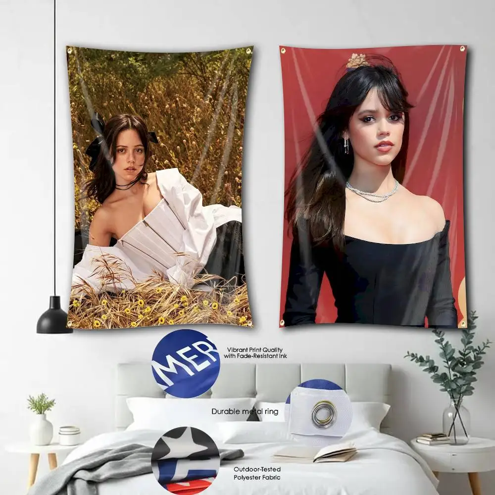 J-Jenna TV-WED O-Ortega Aesthetic Flag Tapestry Banner for Bedroom Living Room Outdoor Camping Custom Supported
