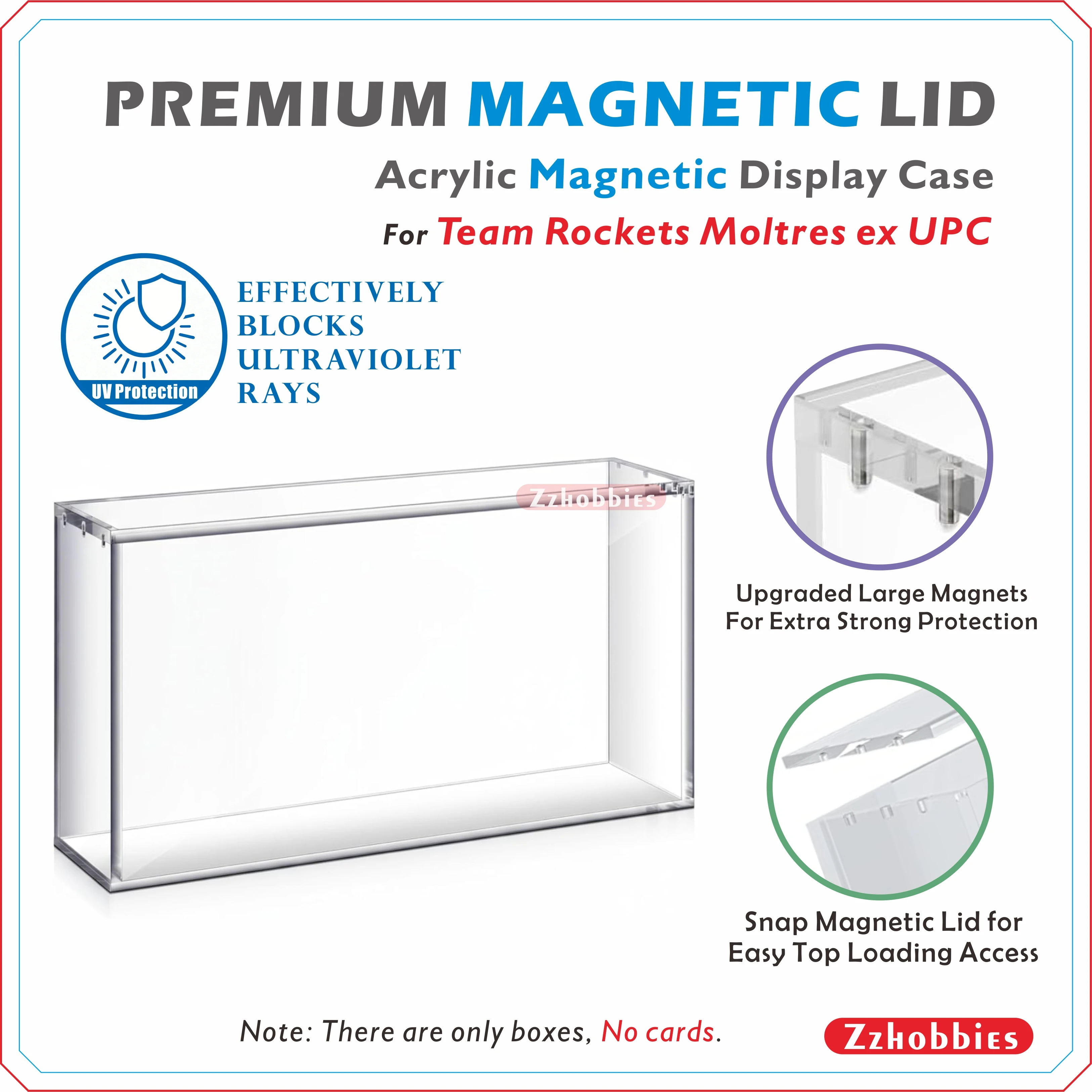 Acrylic Magnetic Protective Case for PKMN Team Rocket's Moltres ex UPC (Ultra-Premium Collection) – Display & Storage Holder