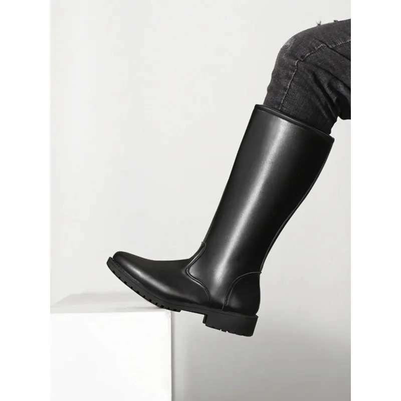 

Мужские высокие сапоги с хлопковой отделкой Leather oes, ботинки для верховой езды для косплея, защитные ботинки Faionable Briti Sle