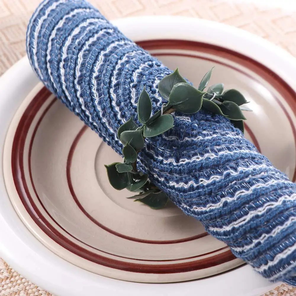 

3 шт., кольца для салфеток с искусственными растениями в деревенском стиле, металлические многофункциональные держатели для салфеток с зелеными листьями, имитация пряжек для салфеток