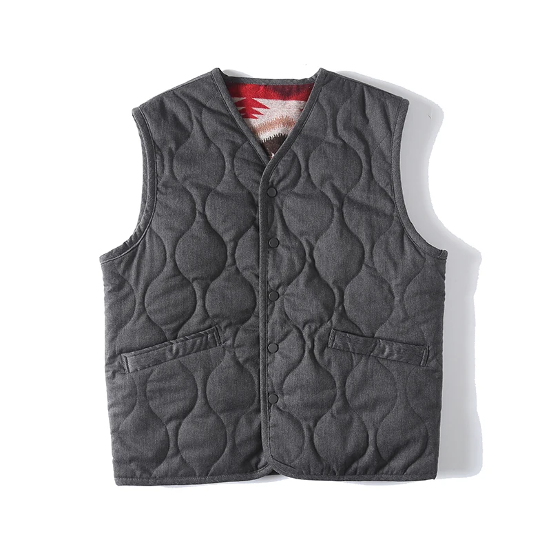 

Winter Men Double Side Wearable Padded Cotton Vest Jacket Japan Streetwear Vintage Loose Casual Sleeveless Waistcoat Couple Vest