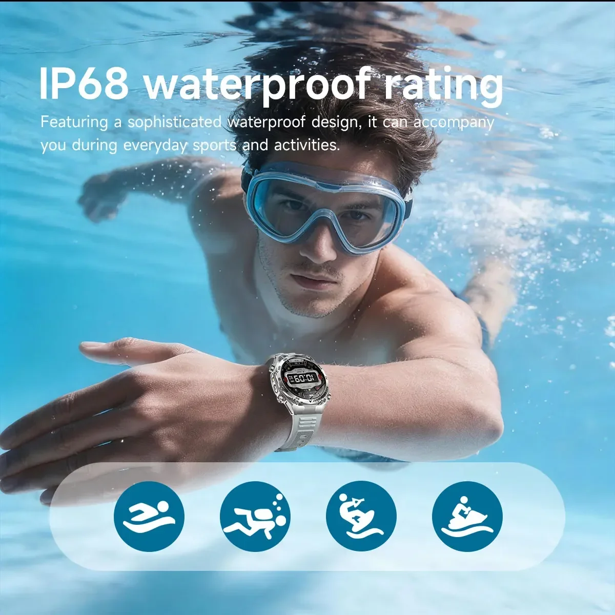 2026 Neue VWAR Ultimate Rugged Smartwatch IP68 Wasserdicht 1000 mAh Akku 24-Stunden-Gesundheitsüberwachung 100+ Sportmodi Smartwatches – Detail 15
