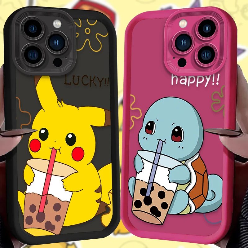 Lovely P-Pokemon Case For iPhone 16 15 14 13 12 11 Pro Max X XS X S Max XR SE 2020 7 8 Plus Silicone Shockproof Protective Cover