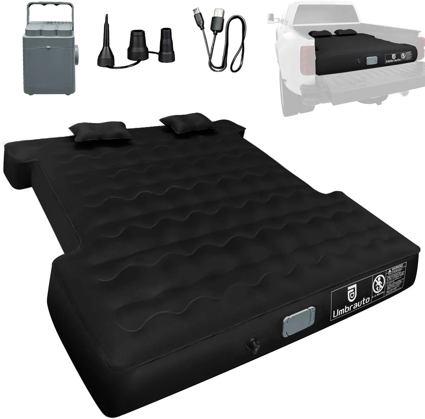 

Umbrauto Truck Bed Air Mattress for 5.5-5.8ft,Full Size Short Beds Truck Bed Mattresses, Inflate and Deflate with Rechargeable B