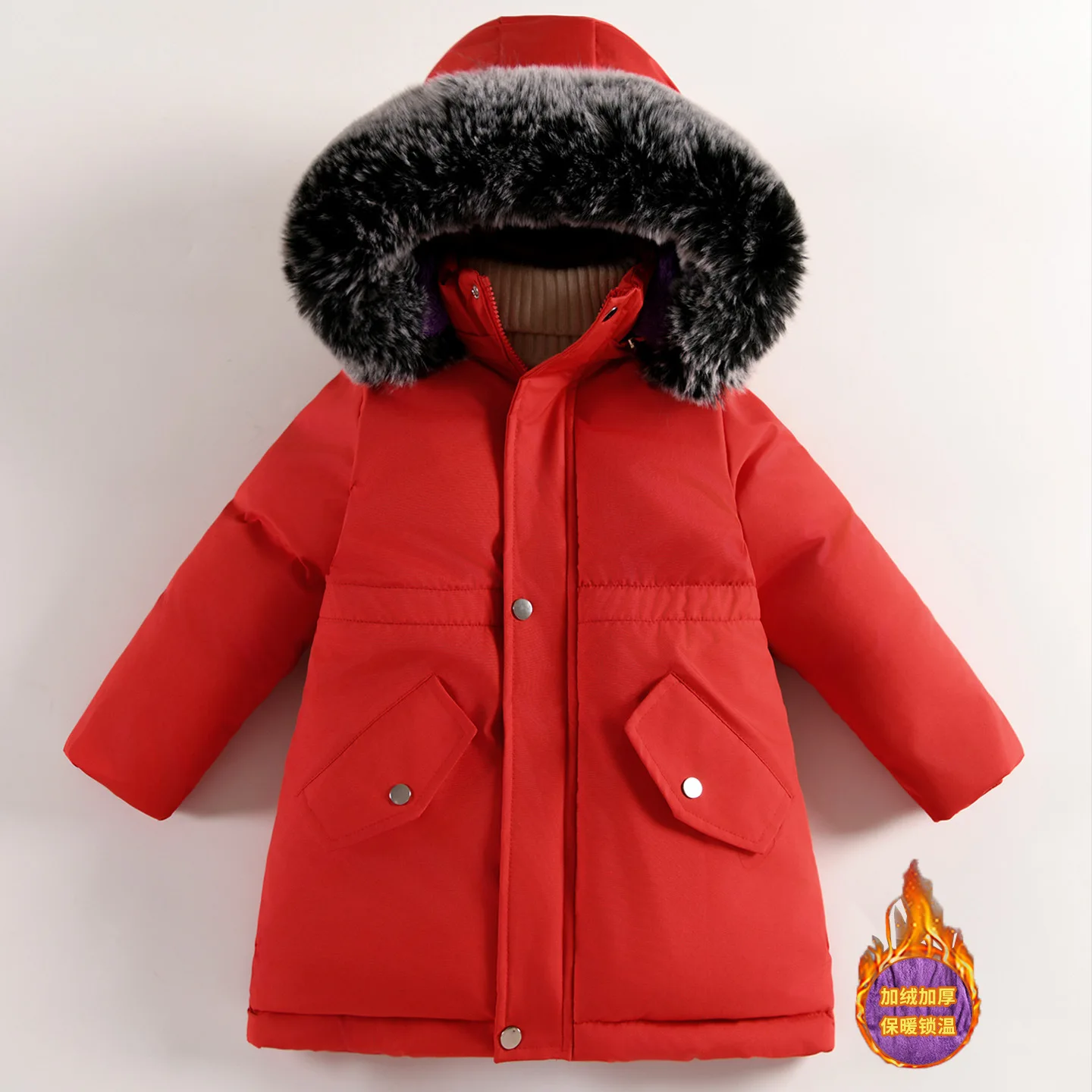 Girls' winter coat piled and thickened cotton pie overcomes the little girl's new Korean version of children's clothing