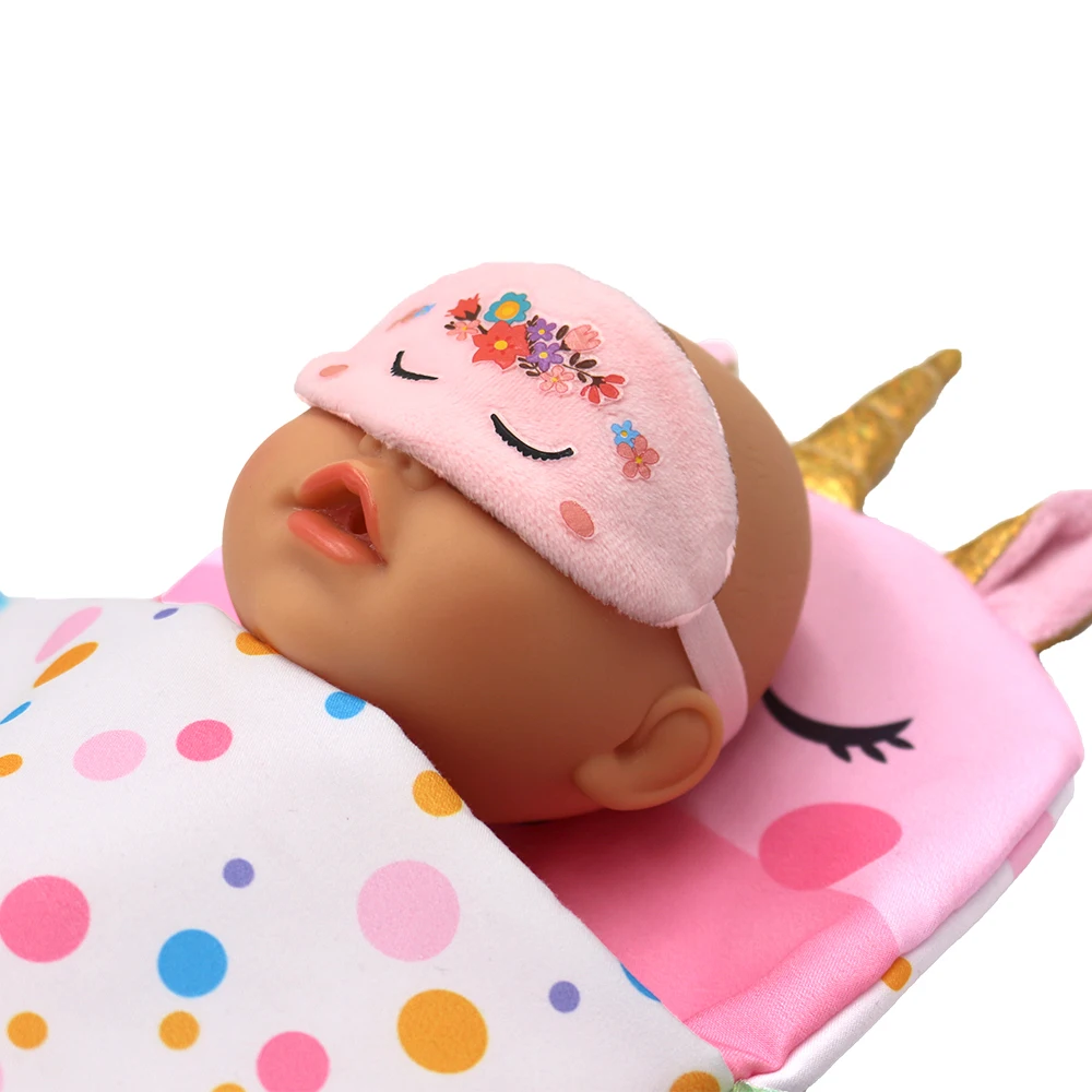 Saco de dormir para muñecas de 43cm, almohada de unicornio encantador, accesorios para muñecas recién nacidas, regalo de cumpleaños para niña