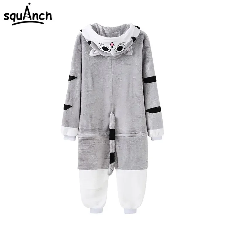 Kawaii cat onesie with slippers Kitty pajama animal kigurumis women Girl Adult overall winter warm soft homewear party jumpsuit