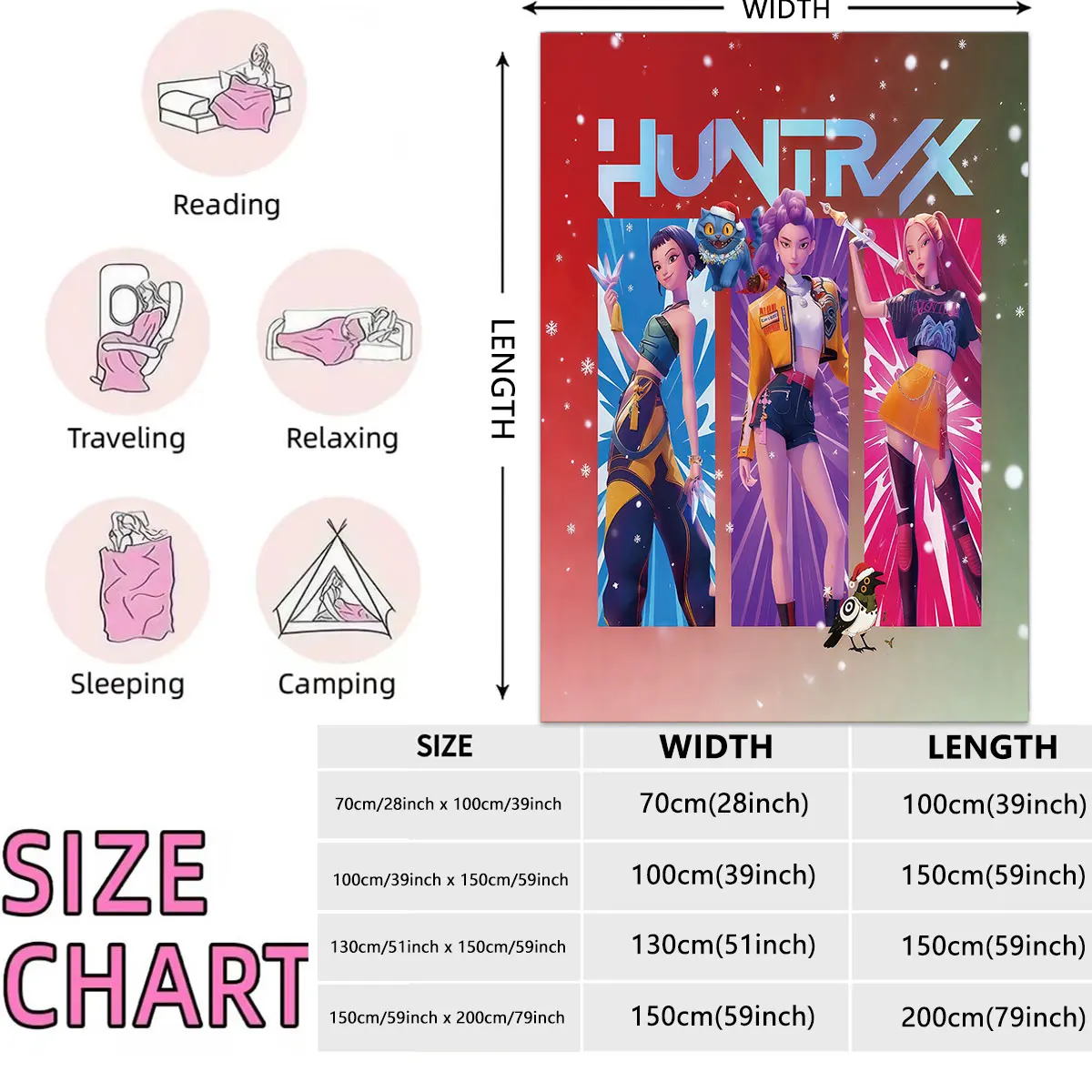 قطعة واحدة من بطانية K-Pop Demon Hunters المطبوعة من الفلانيل لأريكة غرفة المعيشة بأحجام متعددة وبطانية ناعمة ومريحة، قابلة للغسل في الغسالة #2