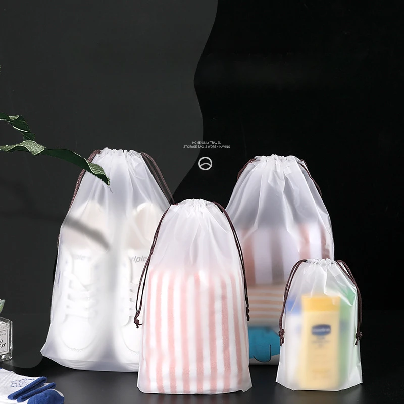 10-teiliges Reise-Schuhbeutel-Set, transparente Aufbewahrungs-Schuhbeutel, tragbare große Schuhbeutel mit Kordelzug, Unisex-Reiseutensilien – Detail 1