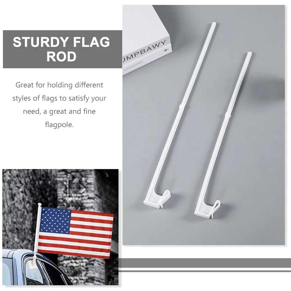 10Pcs Weatherproof Car Flagpole Rugged Plastic Clip Style Flag Rod for Vehicle Supplies Outdoor Celebration Use