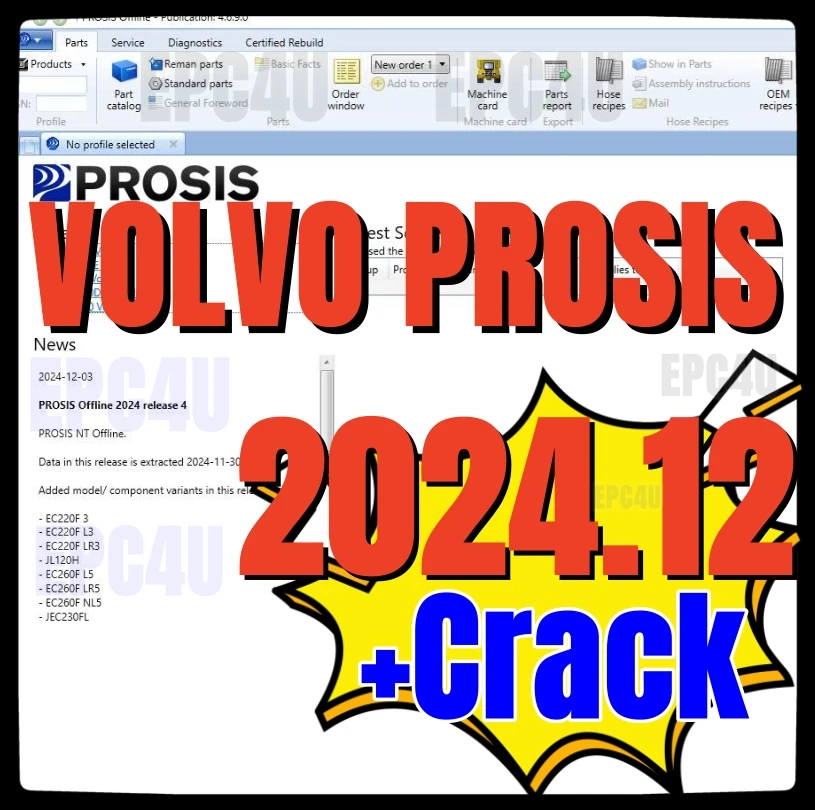 2025 NEW for Volvo PROSIS [12.2024] /2024.09/2024.03 Offline Parts Catalog & Repair Manuals Construction Equipment+activator