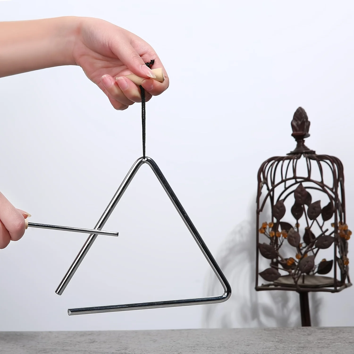 Juego de instrumentos triangulares profesionales, herramienta musical de percusión divertida con batidor, 1 ud. |   Diseño portátil para interpretaciones musicales