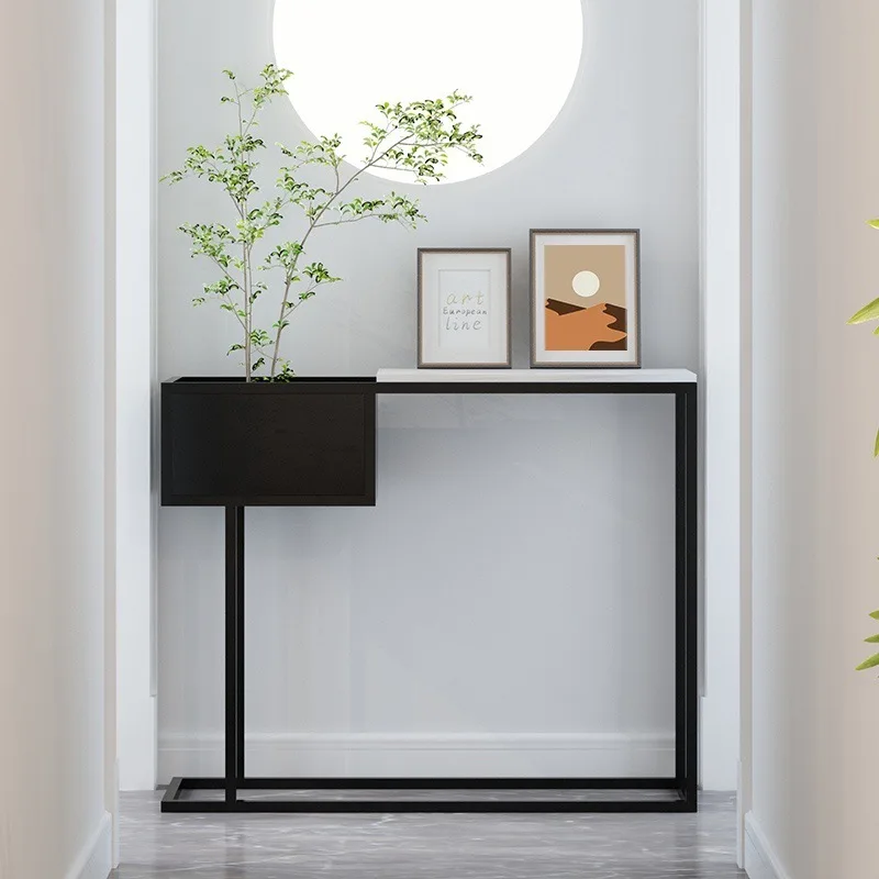 

Entrance table Ultra-narrow marble entrance cabinet Ultra-thin living room wrought iron corridor plat