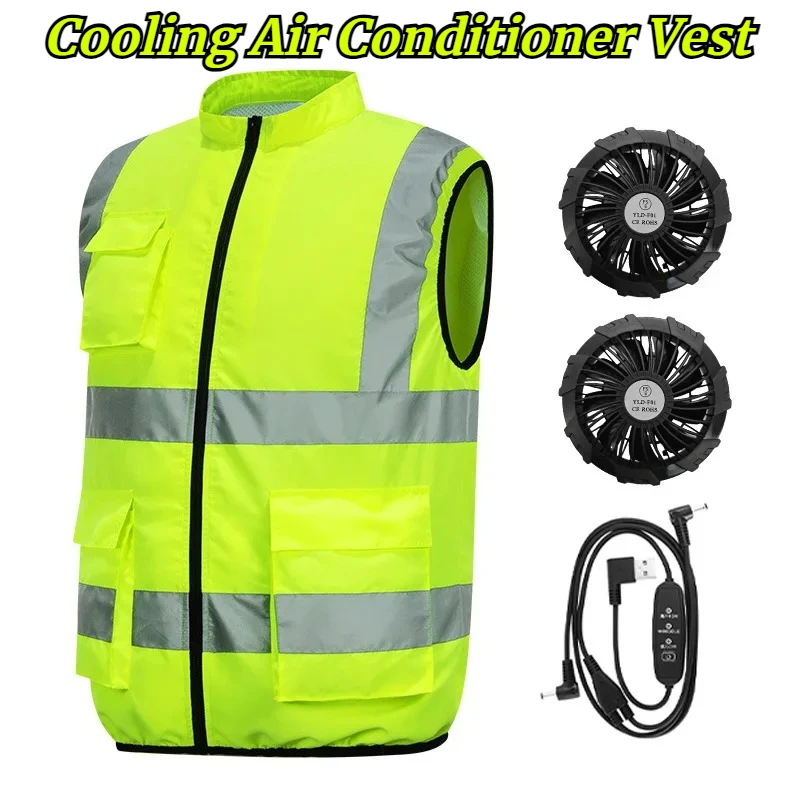 Summer Work Cooling Vest Men Air Conditioning Refrigeration Fishing Work Clothes USB Fan Jacket Body Cooling Clothes Sleeveless