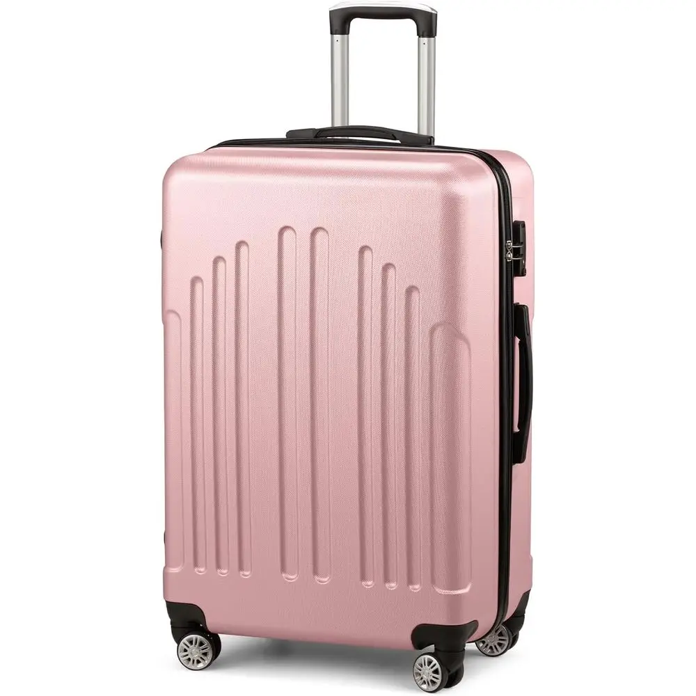 

28-дюймовый чемодан-спиннер с замком TSA, жесткий корпус из ABS-пластика, для мужчин и женщин, розовый