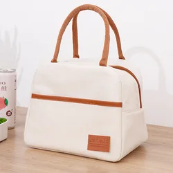 Sacos de almoço simples bege para meninas, saco Bento japonês de grande capacidade, isolado, térmico, portátil, para viagem, piquenique, 4 formas