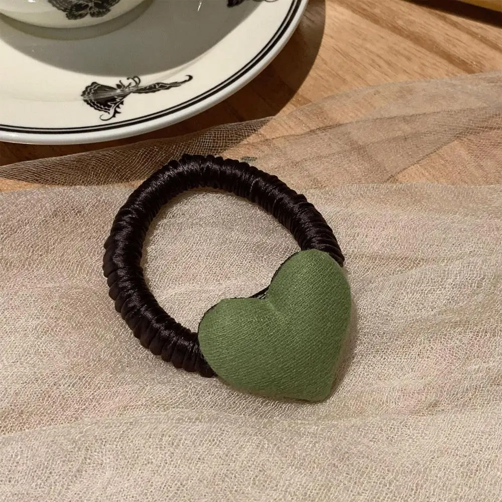 Double Style Hair Band High Elasticity Hair Rope Plaid Heart Decor Hair Tie School Uniform Band No Scalp Strangling for Use