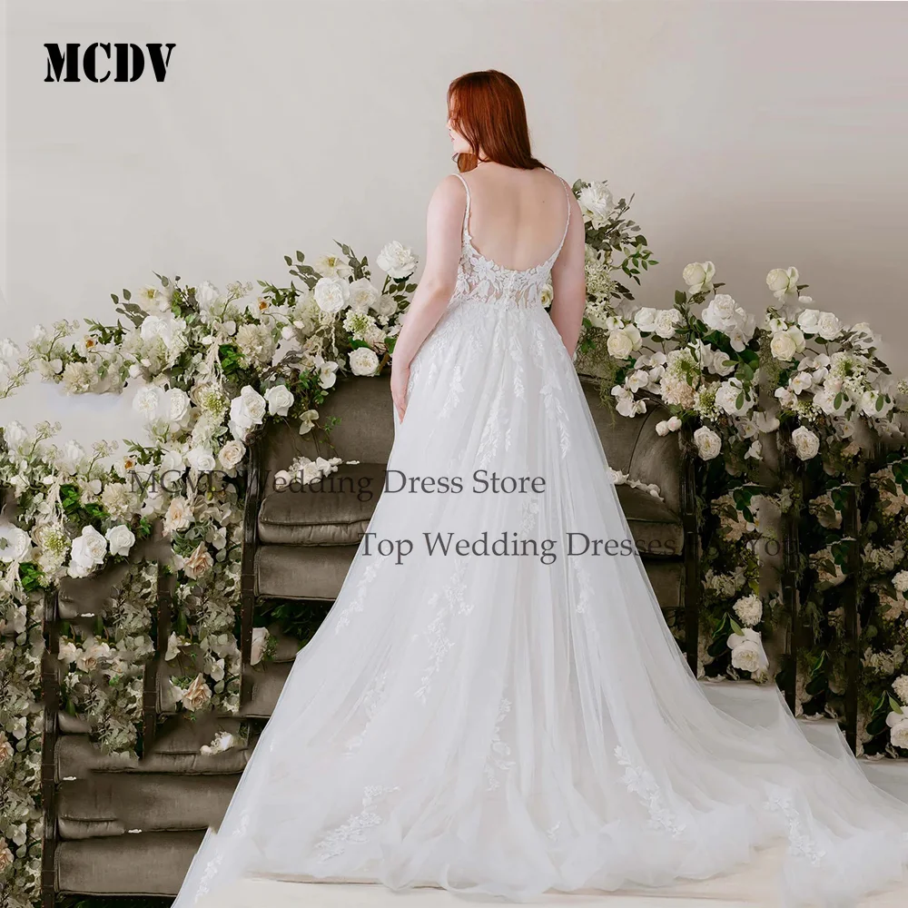 MCDV Boho Elegante Brautkleider für Frauen 2026 Plus Size Maßgeschneiderte Brautkleider Applikationen Rückenfrei V-Ausschnitt Vestidos De Novia