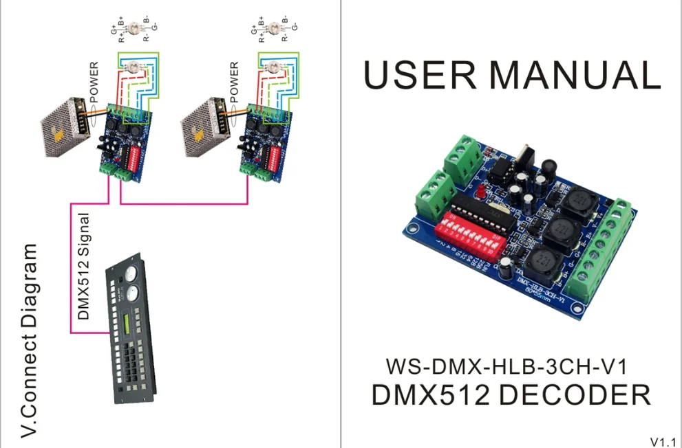 DMX Decoder DMX512 Controller 3CH 4CH For LED Strip Light Constant Current DMX-HLB-3CH/4CH-350MA or 700MA RGBW LED Lamp Modules