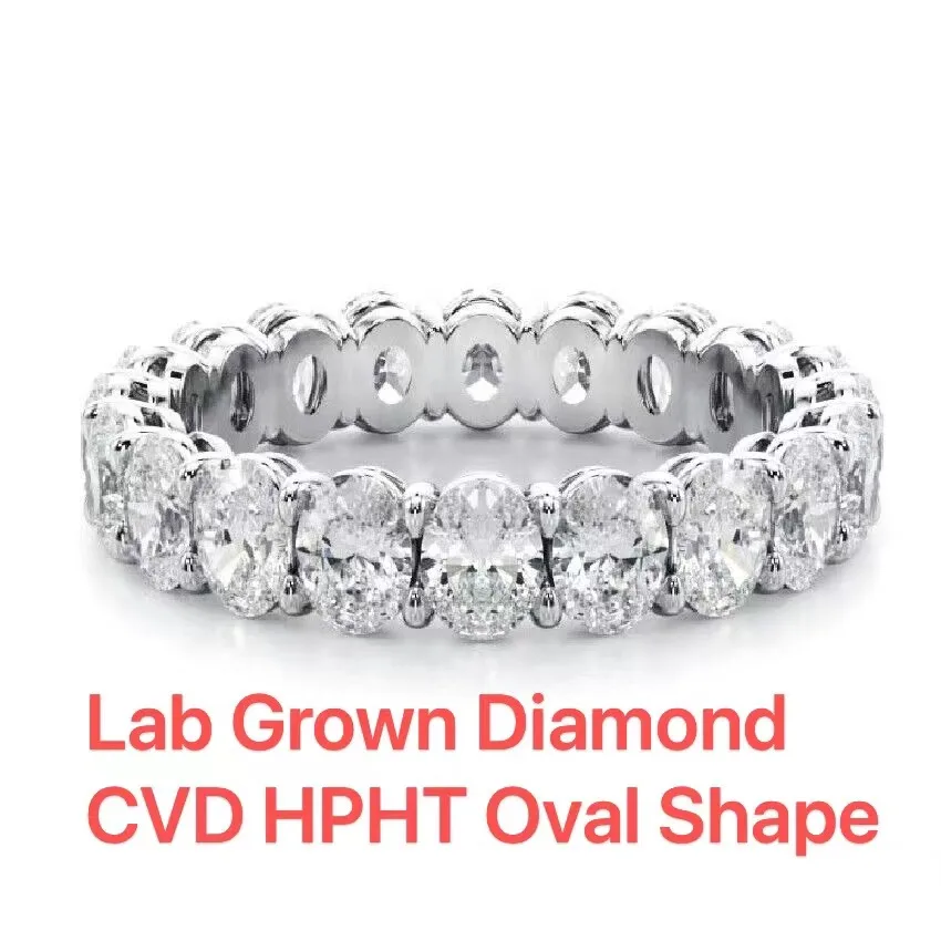 

3ctw Lab Grown Created Diamond Wedding Band Ring Oval Cut 14K White Gold CVD HPHT Diamond DEF Color VS-VVS