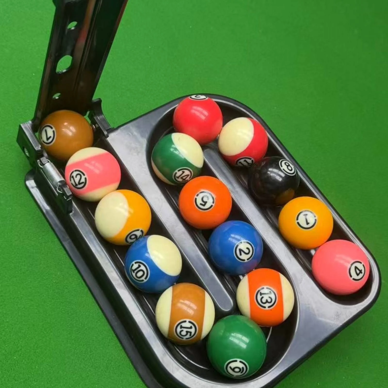 Billiard Rack with Guide Arm Quick Ball Setup Template Billiard Ball Rack Precision Compact for Beginners, Solo Practice