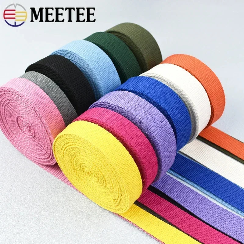 4Meter Meetee 20-50mm Cotton Webbing for Crochet Bags Decorative Ribbons Band Bias Handbag Strap Tape Garment Sewing Accessories