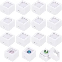 36 Pack Gemstone Display Box White Acrylic Diamond Display Case Jewelry Box Container for Gems Coins Diamond Gift Packing