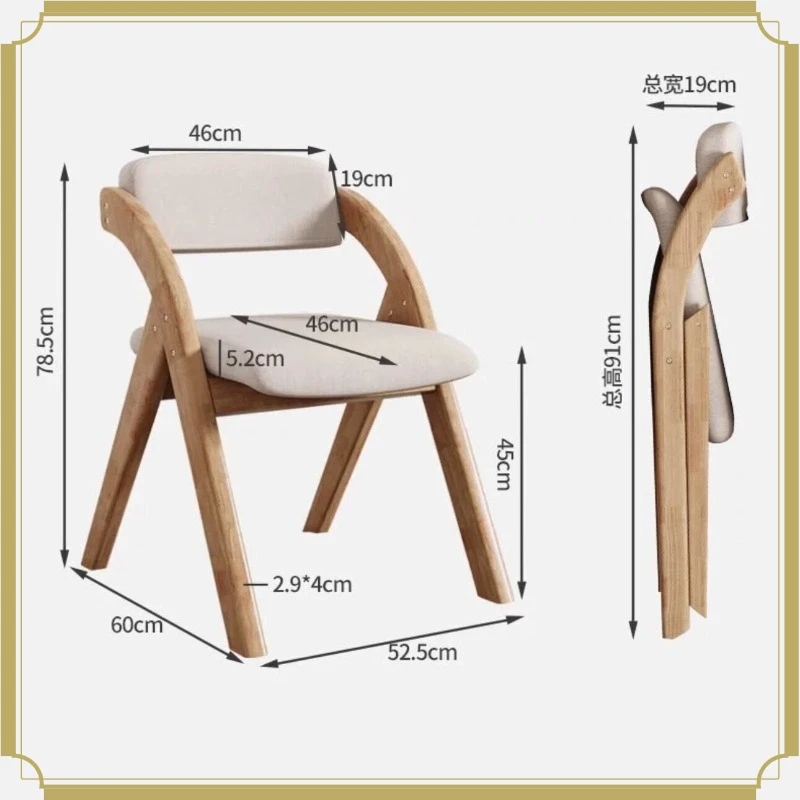 Heavy Duty Wooden Folding Chair Thickened Cushion Padded Backrest Space Saving For Home Office Dining Guest
