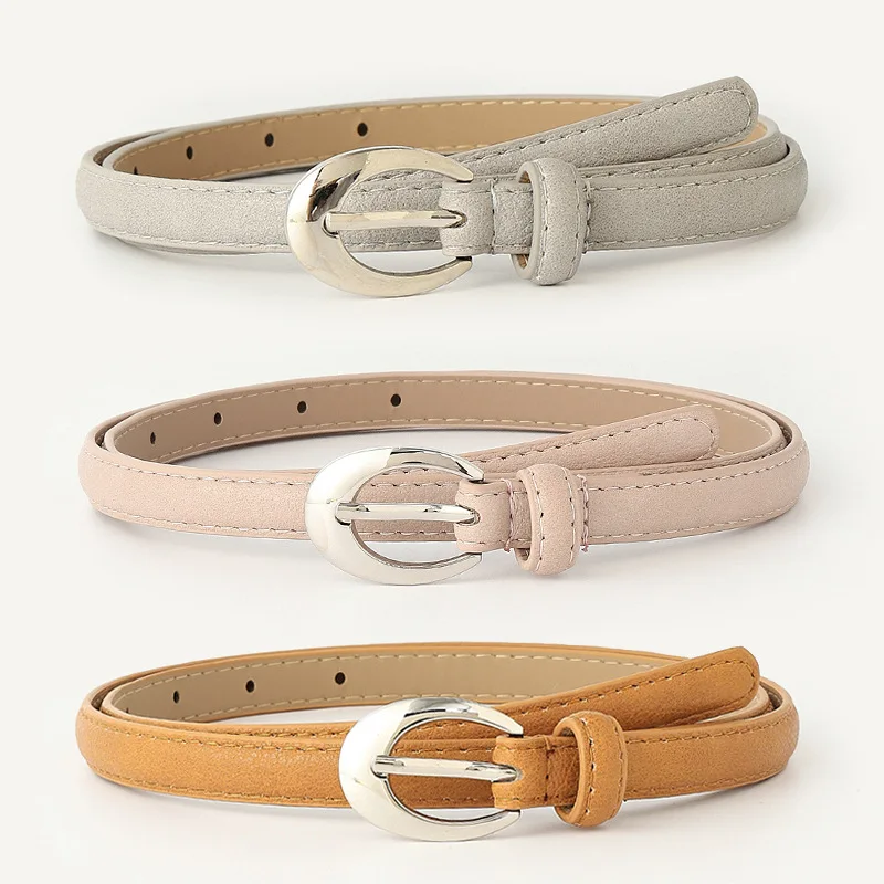 S3542 Summer Decoration Slim Belt For Women Dress Jeans Metal Needle Buckle Simple Candy Color PU Leather Belts