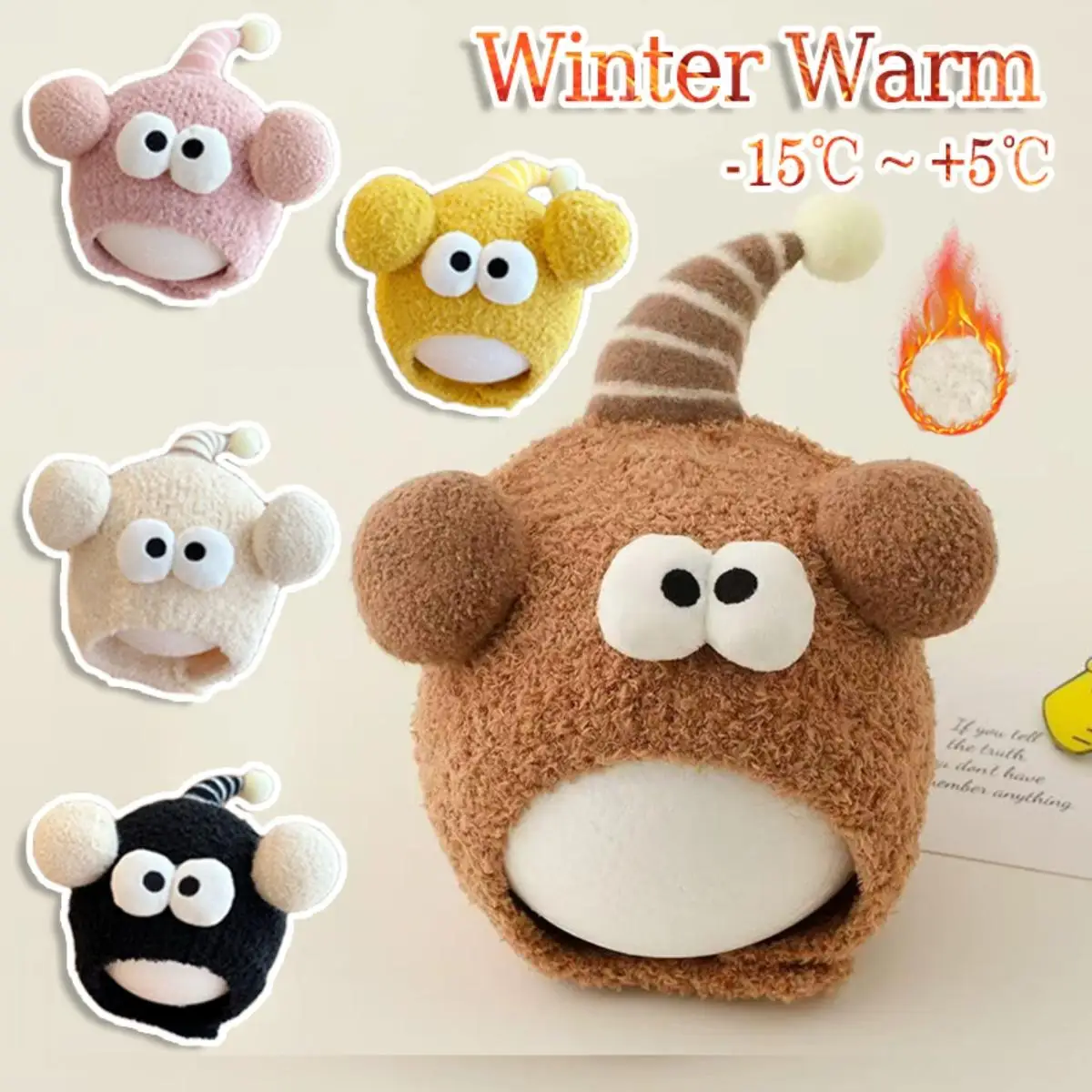 Baby Knitted Beanie Hat for 0-24 Months 2026 New Fashion Plush Thremal Fuzzy Thicken Cartoon Cute Hats