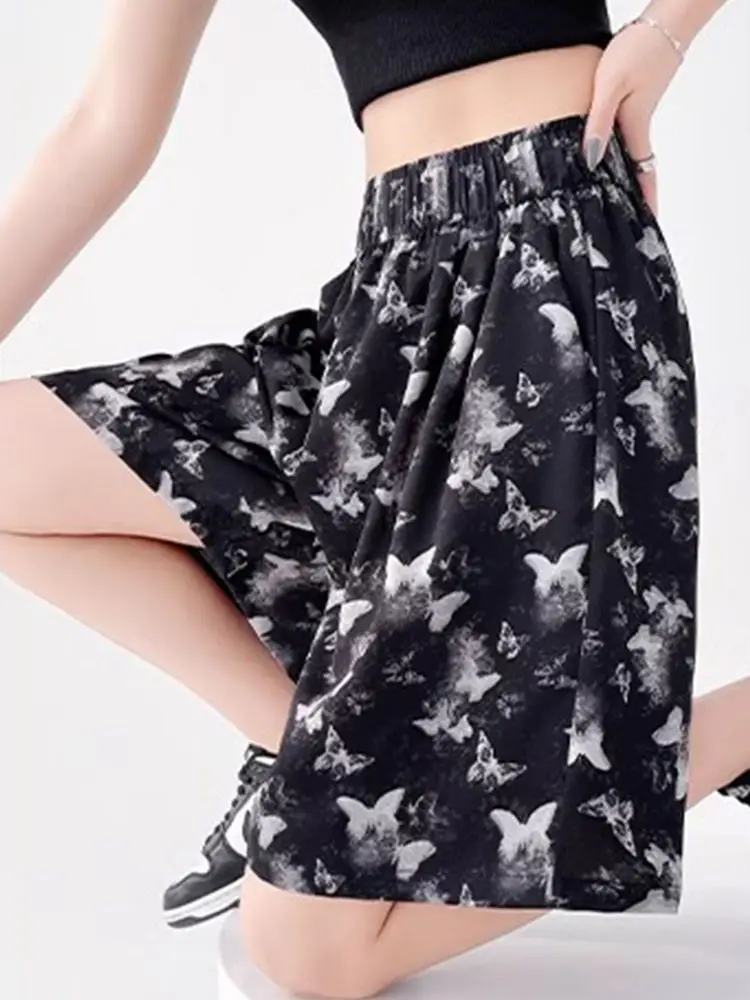 Pantaloncini casual a farfalla in seta di ghiaccio Pantaloncini bermuda slim fit a vita alta larghi estivi in seta di ghiaccio