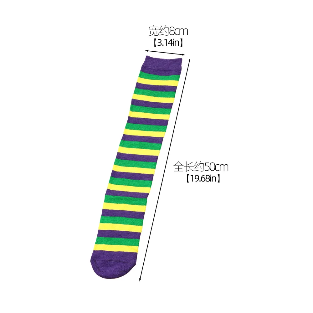 Mardi Gras St Patrick Over Knee Costume Stockings Striped Long Socks for Women Girl