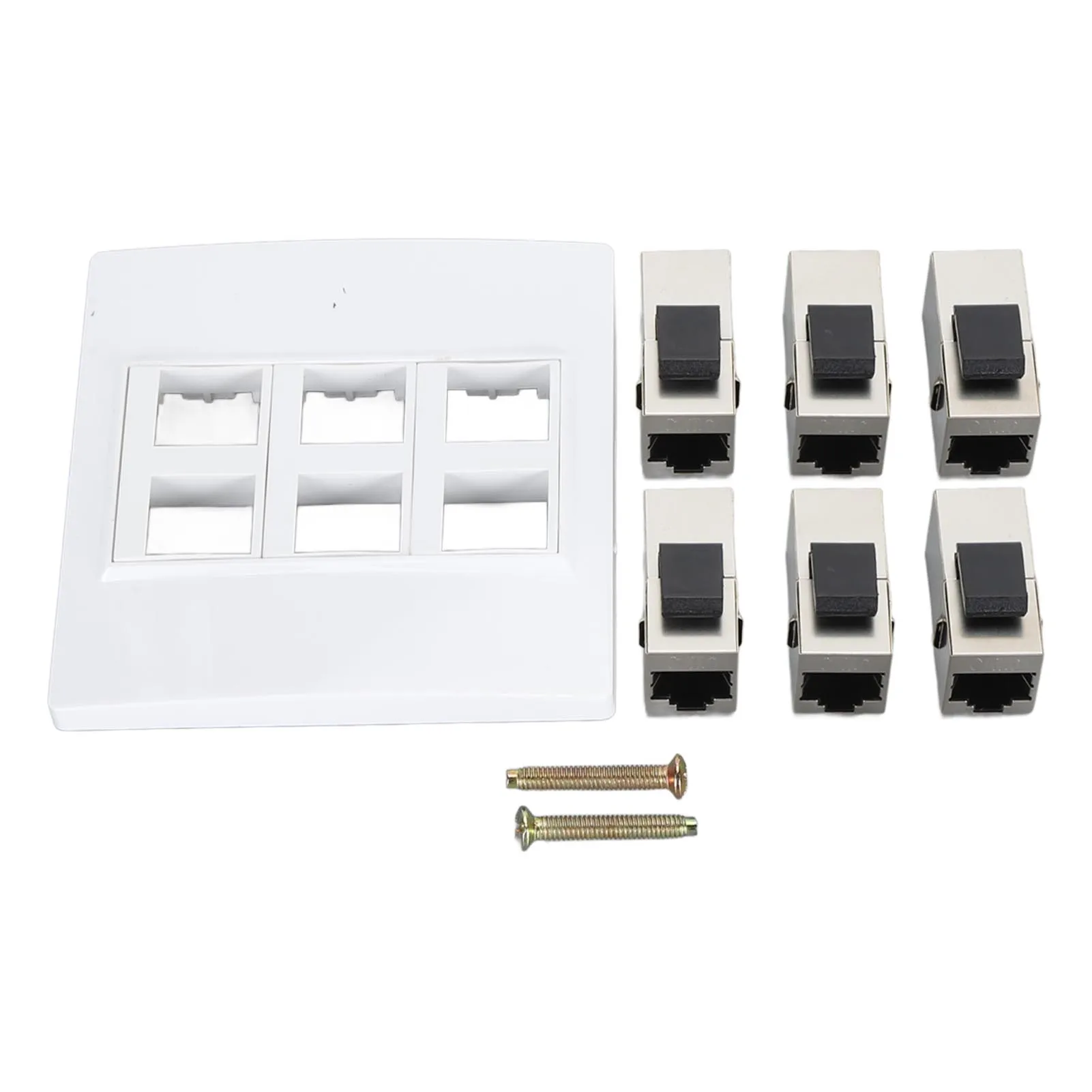 86*86mm Cat 6 Ethernet Wall Plate 6 Port Female to Female Detachable Cat6 Keystone Jack Wall Plate for Work Home