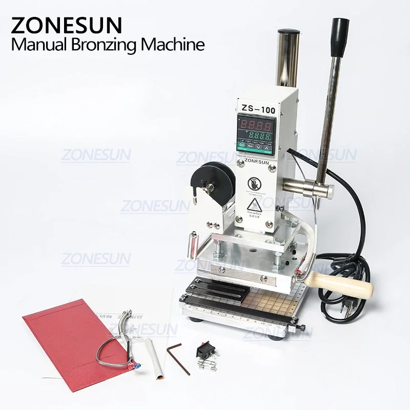 ZONESUN ZS-100 Hot Foil Stamping Machine Dual Purpose Manual Bronzing Embossing Machine Embosser for PVC Card leather wood paper