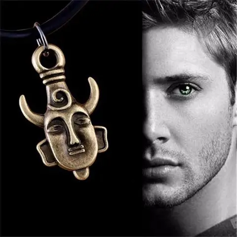영화 초자연 딘 가죽 로프 여성을위한 구리 펜던트 목걸이 남성 윈체스터 Jensen 쥬얼리 Ackles 부적 빈티지