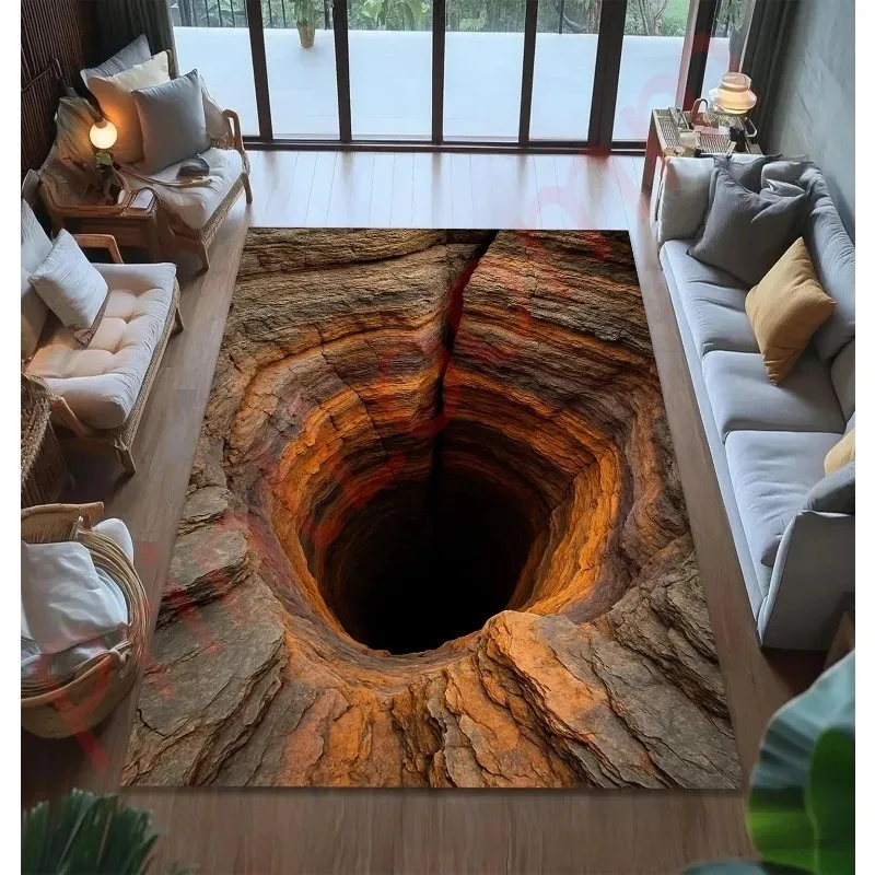 ثلاثية الأبعاد ثقب الوهم البساط واقعية كهف بساط الأرضية فريد الوهم البصري البساط لغرفة المعيشة متعة الجدة ديكور المنزل شعبية البساط ins