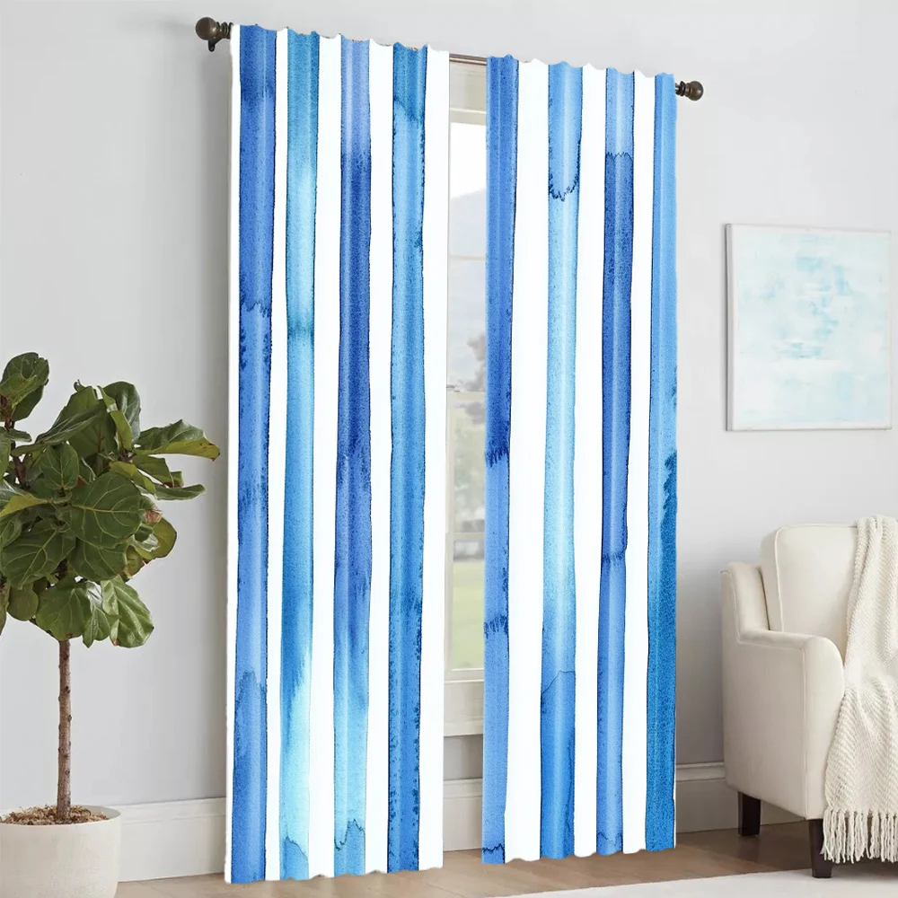 2 pcs, versatile polyester transparent curtains for home decoration Modern Stripe for use in bedrooms and living rooms